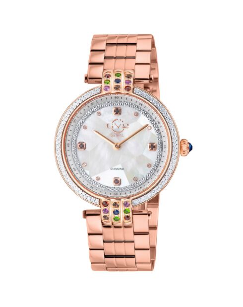 Montre Matera Femme Quartz en Acier & Diamants 0.384 ct  rose doré