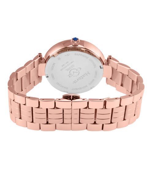 Montre Matera Femme Quartz en Acier & Diamants 0.384 ct  rose doré