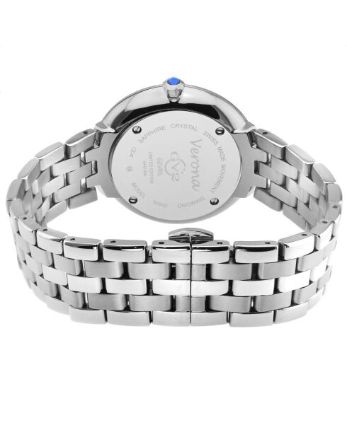 Montre Verona Femme Quartz en Acier & Diamants 0.4 ct argentée