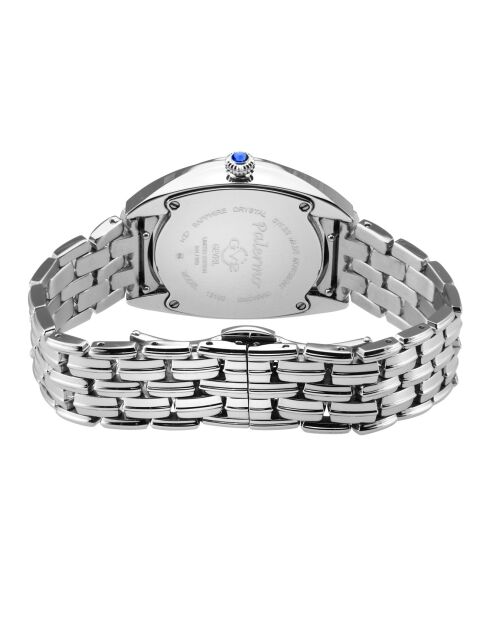 Montre Palermo Femme Quartz en Acier, Spinelles noires & Diamants 0.0316 ct argentée