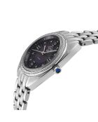 Orologio al quarzo da donna Palermo in acciaio, spinelli neri e diamanti in argento 0,0316 ct