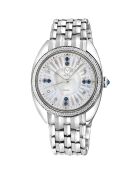 Montre Palermo Femme Quartz en Acier, Spinelles bleues & Diamants 0.0316 ct argentée