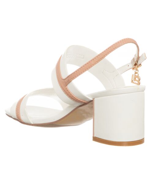 Sandales Iwol blanc/saumon - Talon 6 cm