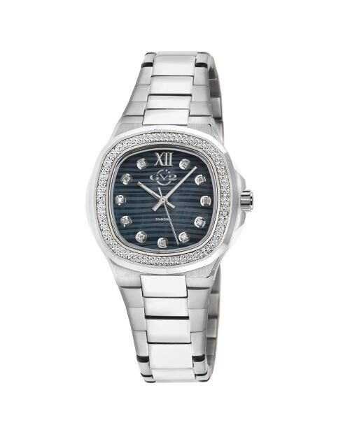 Montre Potente Femme Quartz en Acier & Diamants 0.132 ct argentée