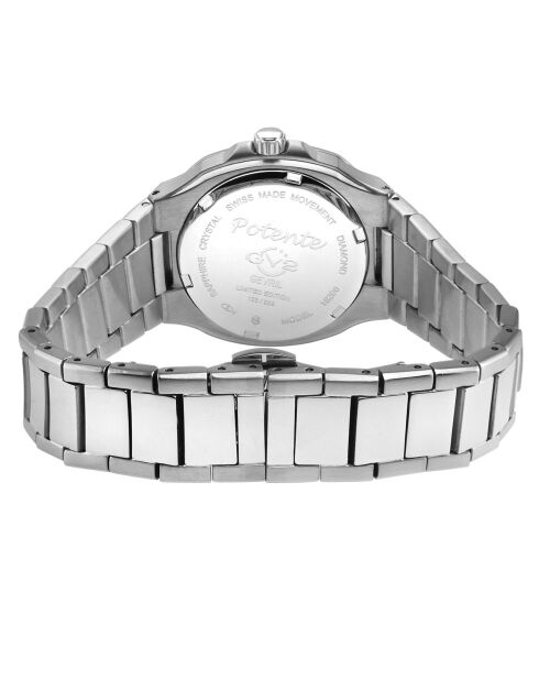 Montre Potente Femme Quartz en Acier & Diamants 0.132 ct argentée