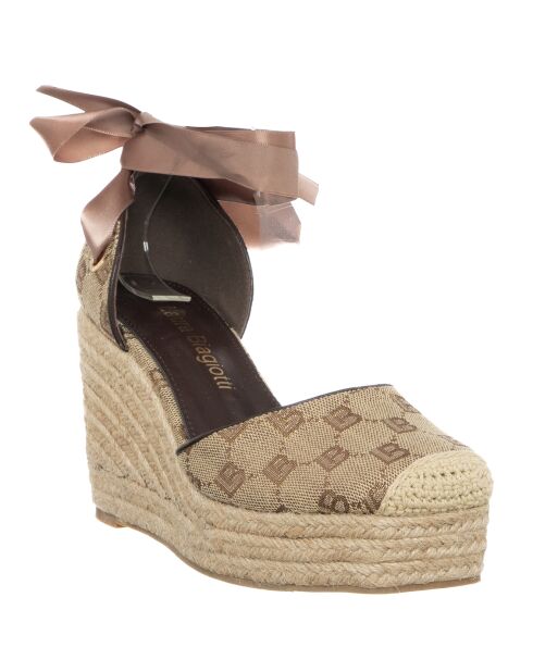 Espadrilles Tia beige/marron - Talon 9.5 cm