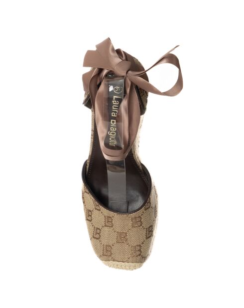 Espadrilles Tia beige/marron - Talon 9.5 cm