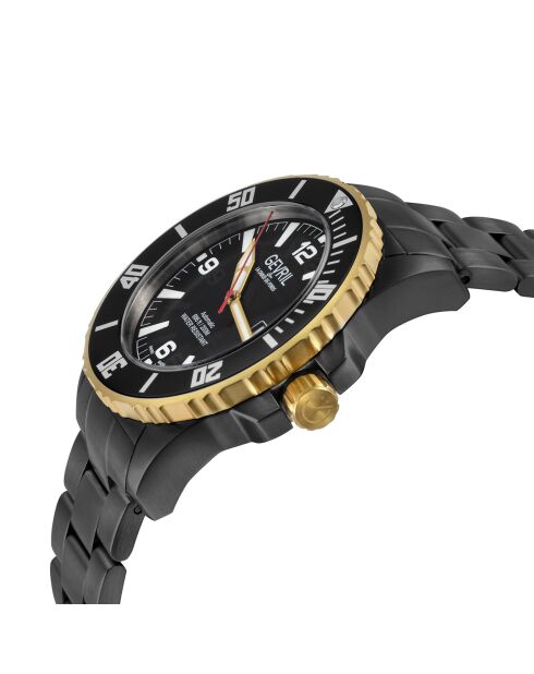 Canal Street automatisch horloge van zwart staal voor heren