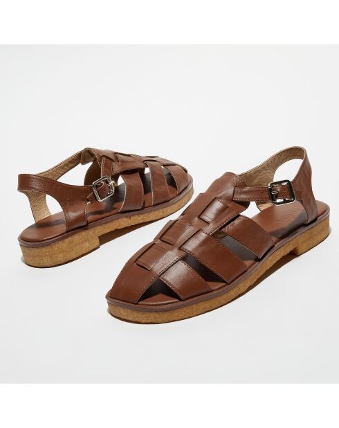 Braune Cae Ledersandalen