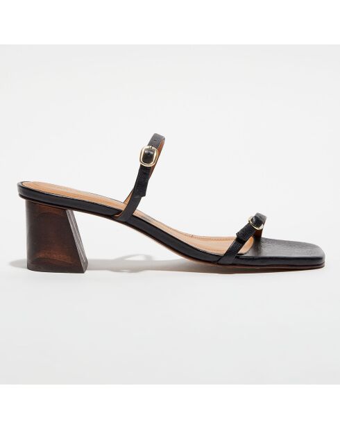 Nilah Ledersandalen, 5 cm Absatz, Schwarz