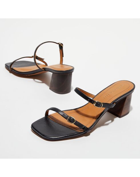 Nilah Ledersandalen, 5 cm Absatz, Schwarz