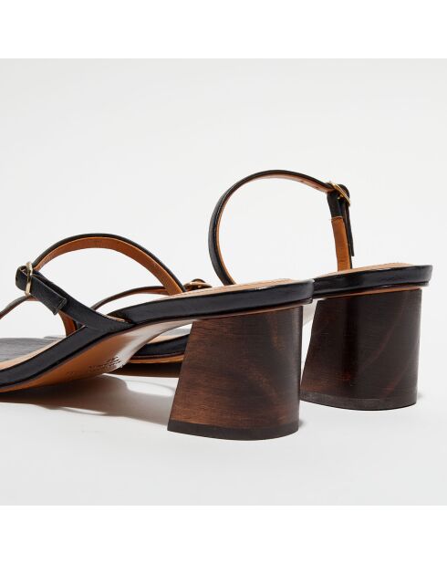 Nilah Ledersandalen, 5 cm Absatz, Schwarz