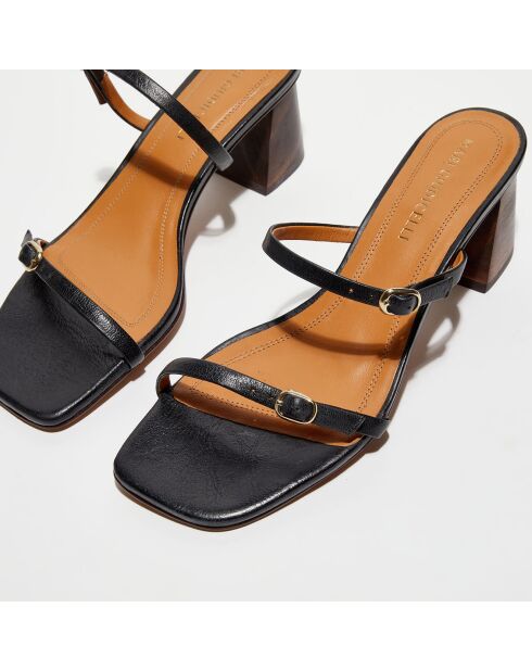 Nilah Ledersandalen, 5 cm Absatz, Schwarz