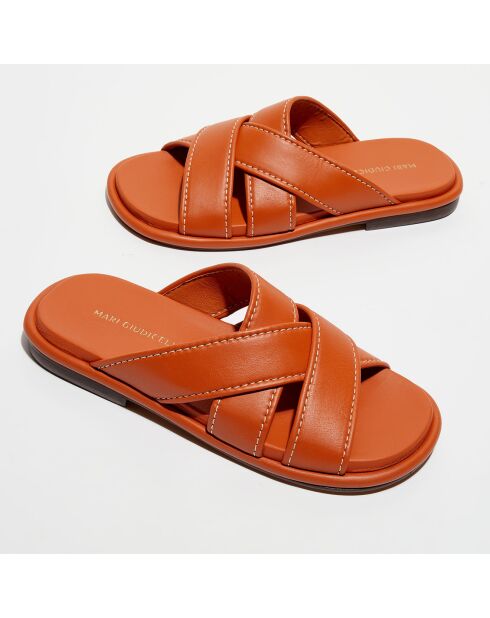 Orangefarbene Matteo Lederpantoletten