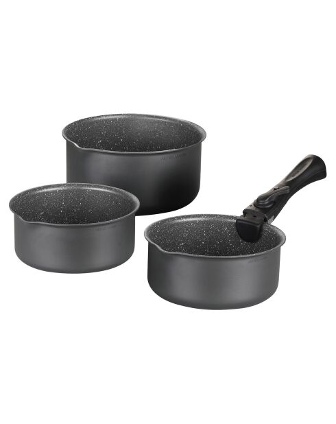 3 Casseroles induction amovibles gris mat - D.16/18/20 cm