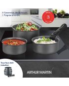 3 Casseroles induction amovibles gris mat - D.16/18/20 cm