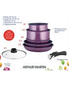 Batterie de cuisine induction amovible prune - 7 pièces
