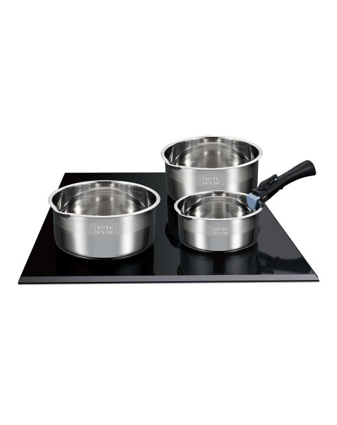 3 Casseroles induction amovibles grises - D.16/18/20 cm