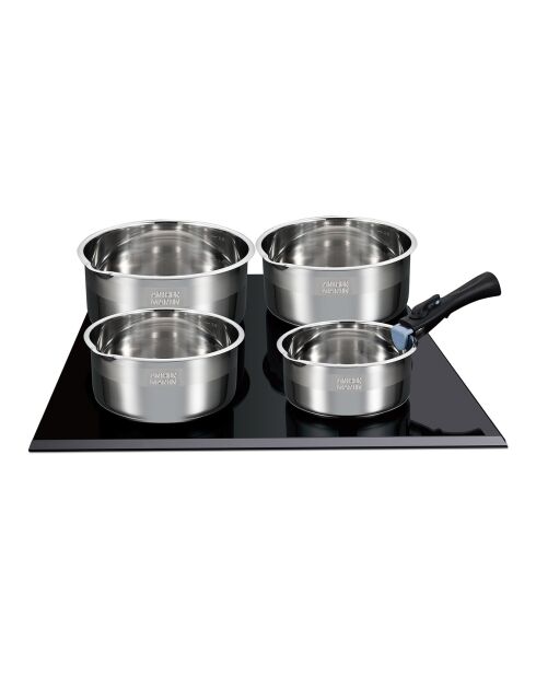 4 Casseroles induction amovibles grises - D.14/16/18/20 cm