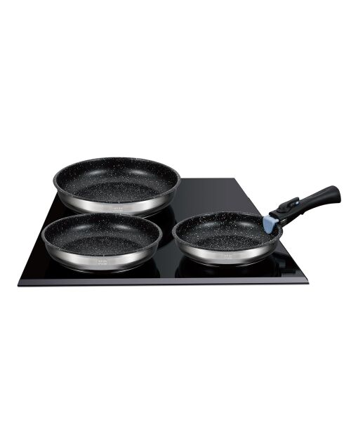 3 Poêles induction amovibles grises - D.20/24/26 cm