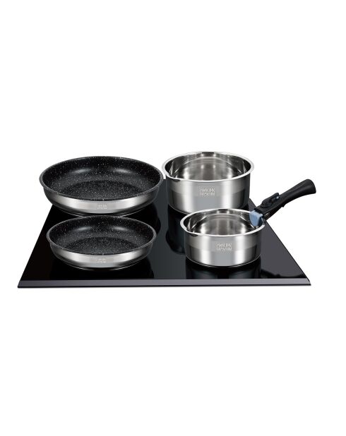 Batterie de cuisine induction amovible grise - 15 pièces