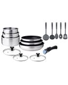 Batterie de cuisine induction amovible grise - 15 pièces