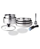 Batterie de cuisine induction amovible grise - 10 pièces
