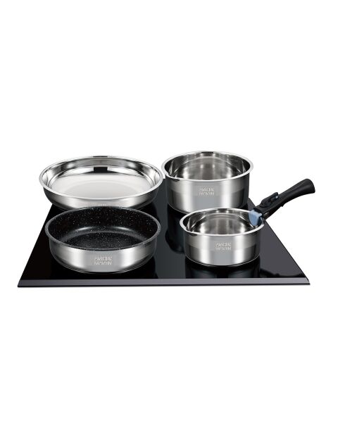 Batterie de cuisine induction amovible grise - 10 pièces