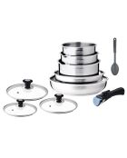 Batterie de cuisine induction amovible grise - 10 pièces