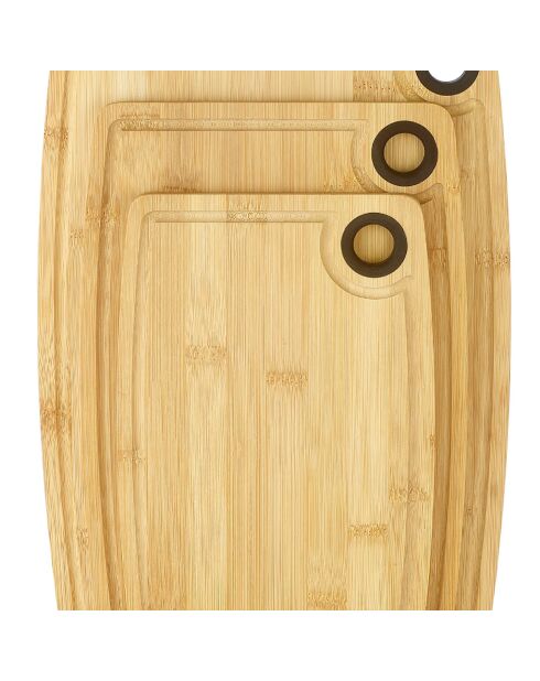 3 Planches à découper en Bambou marron - 28x27/33x23/28x18 cm