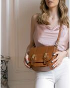 Sac bandoulière  en Cuir Ruth camel - 26x20x8 cm