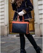 Tragetasche Nina aus Leder, 37 x 27 x 12 cm, Schwarz/Orange