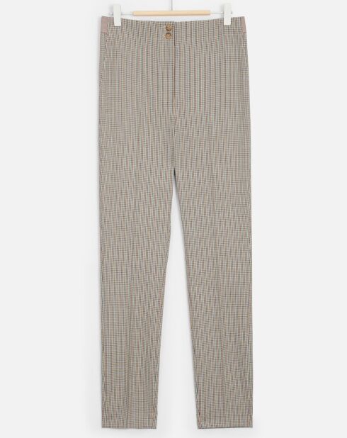 Pantalon cigarette Thésée à carreaux caramel
