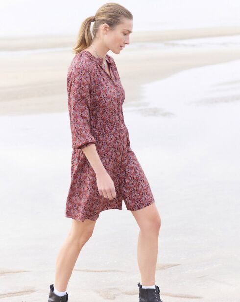 Robe Constance imprimée framboise