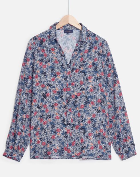 Chemise Remy à fleurs bleu marine