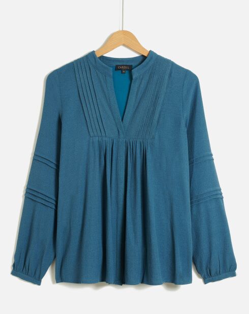 Blouse en Crépon Léa pierre bleu