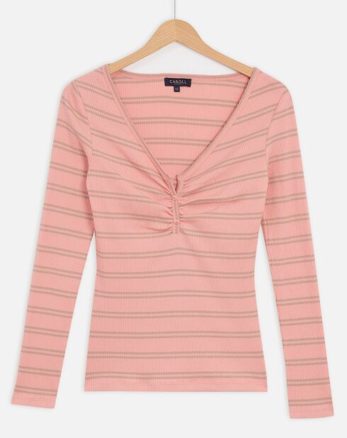 T-Shirt Mariko rayé saumon