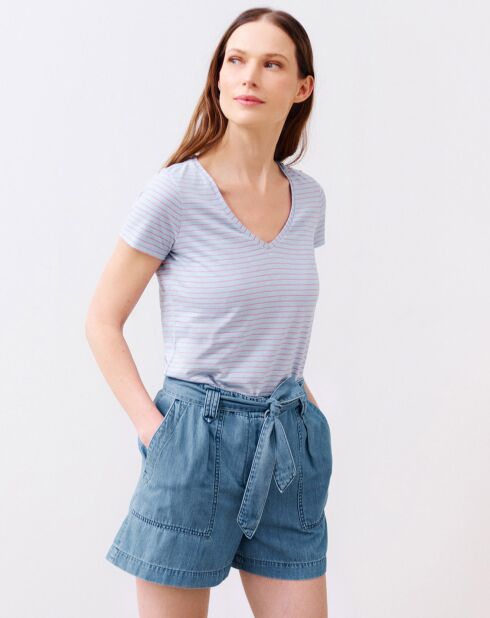 T-Shirt Vanina rayé pêche