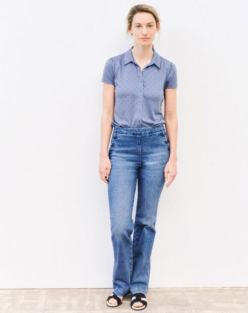 Chemise Serafin imprimée pierre bleu