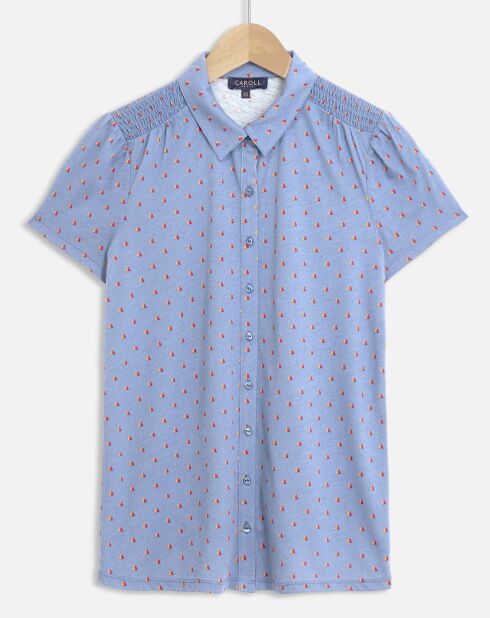 Chemise Serafin imprimée pierre bleu