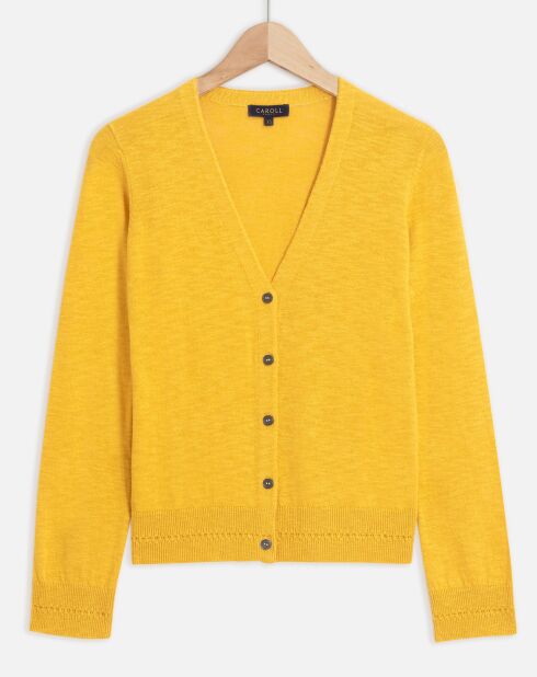 Cardigan fin en Coton & Lin Blondine safran