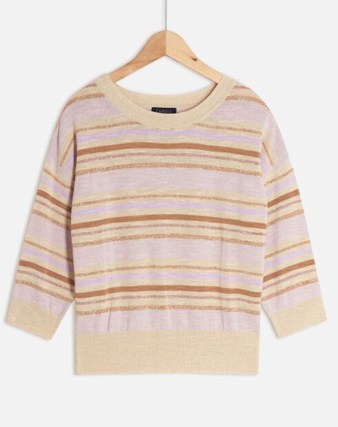 Pull en Coton & Lin Nelinda rayé lavande