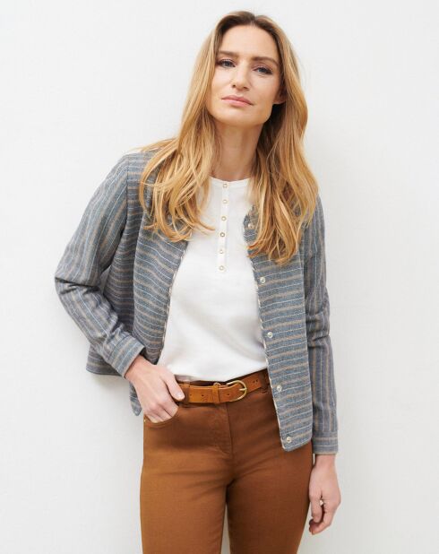 Veste en Laine mélangée Danila rayée bleu marine