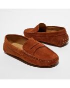 Mocassins en Velours de Cuir Jade terracota