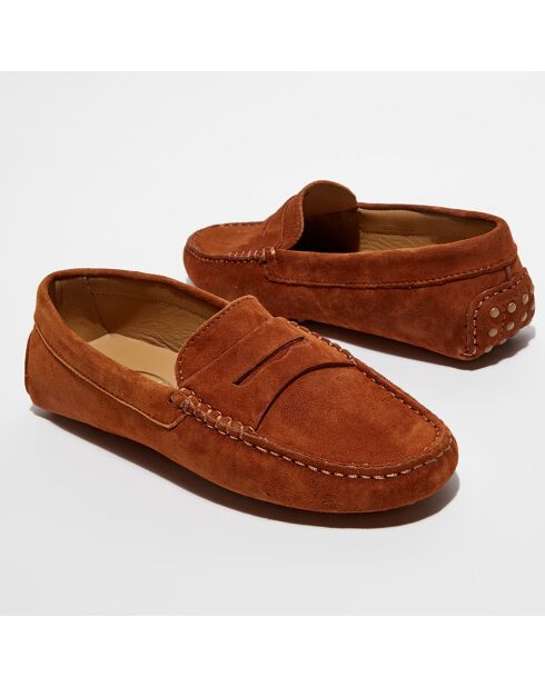 Mocassins en Velours de Cuir Jade terracota