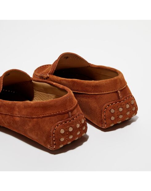 Mocassins en Velours de Cuir Jade terracota