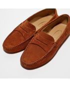 Mocassins en Velours de Cuir Jade terracota