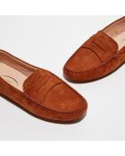 Mocassins en Velours de Cuir Jade cognac