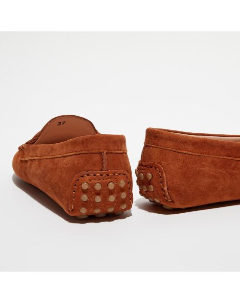 Mocassins en Velours de Cuir Jade cognac