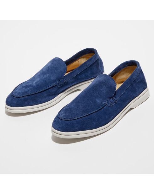 Mocassins en Velours de Cuir Alice bleus